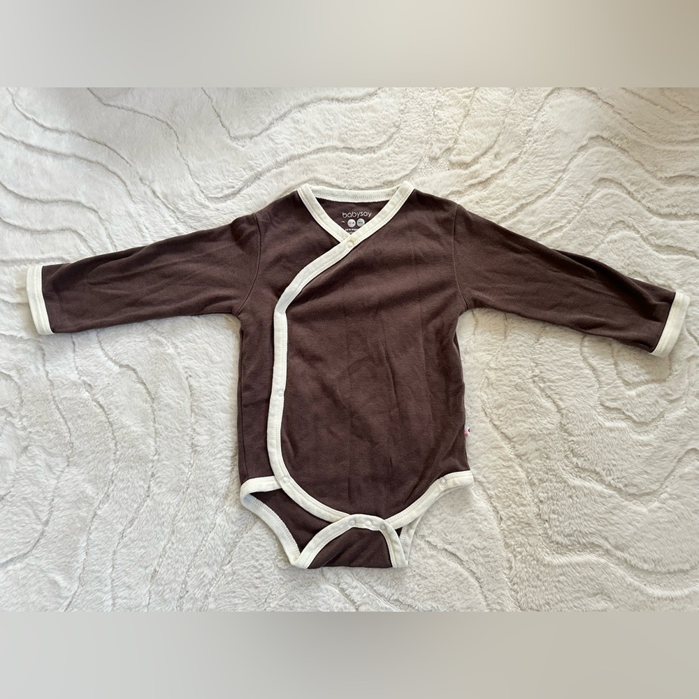 Babysoy Brown Long Sleeve Baby Onesie